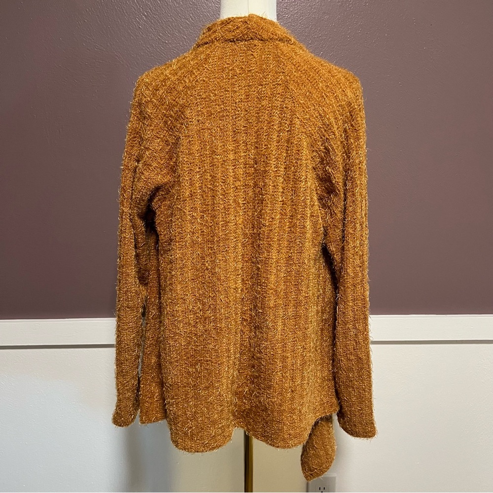 Open Front Rusty Gold Fluffy Cardigan - Picture 2 of 8